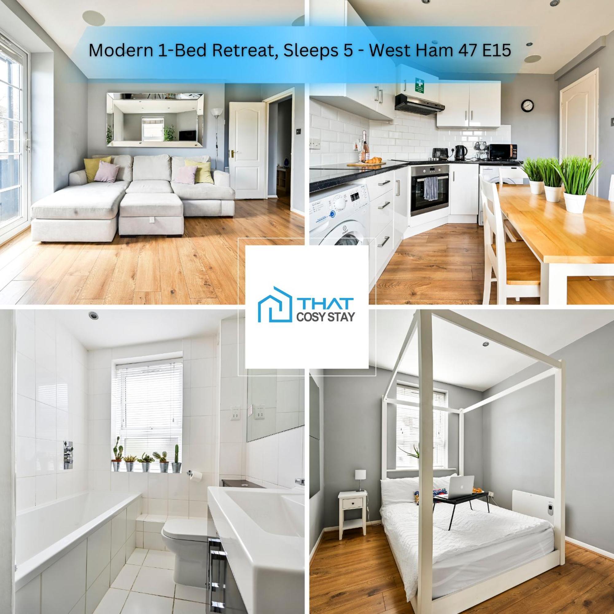 Cosy 1-Bed E15, Sleeps 4, 1 Min From Tube Station Near O2 Arena Lägenhet London Exteriör bild